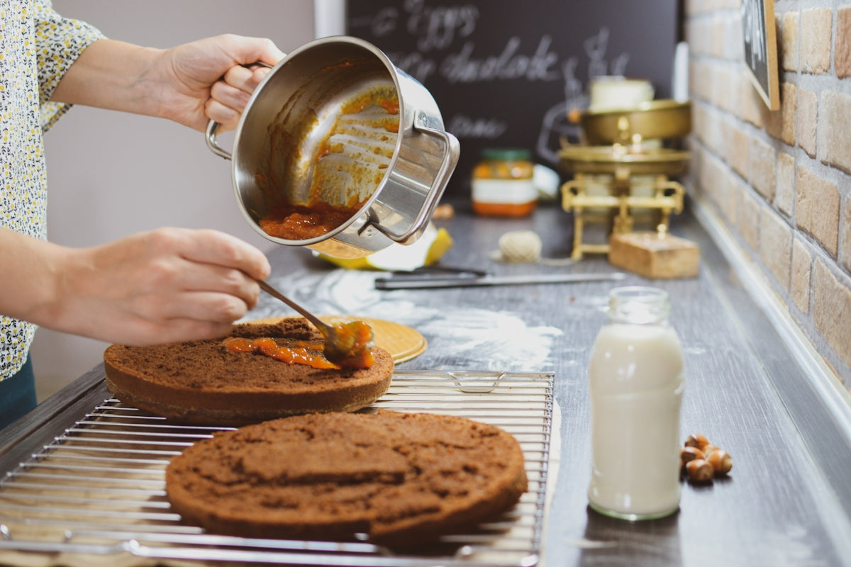 woman baking cake