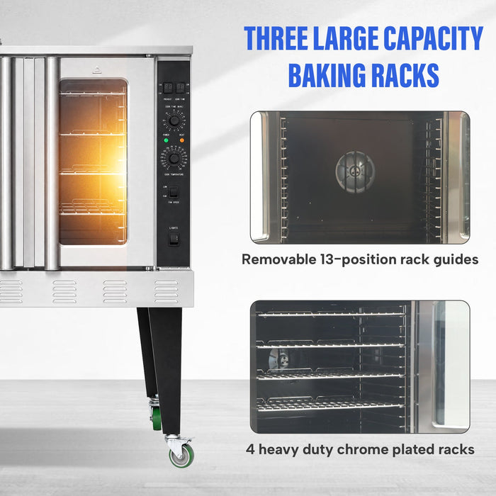 WESTLAKE Commercial Gas Convection Oven 39" Single Deck Full Size 60, 000 BTU Stainless Steel | GCO511