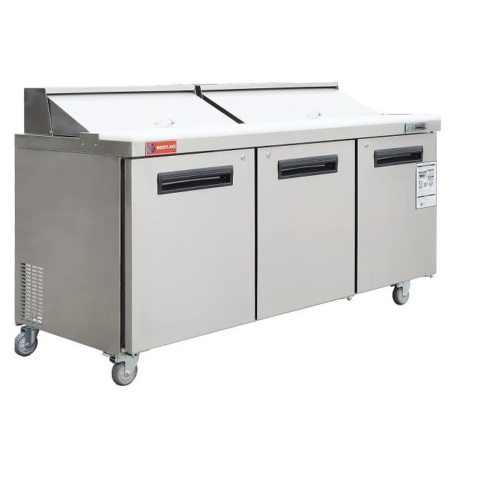 WESTLAKE Commercial Prep Table 72" 3-Door 20 Cu.ft Stainless Steel | WKSR-72B