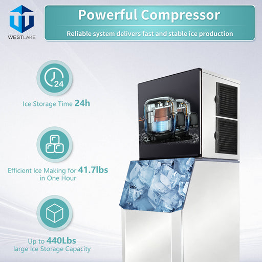 WESTLAKE Commercial Ice Maker Machine 1000 lb/Day with 440 lb Bin | SK-1029 - Top Restaurant Supplies - Commercial Ice Machine - Westlake Kitchen