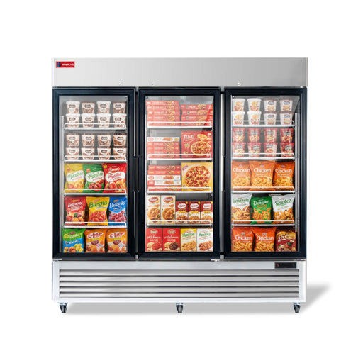 WESTLAKE Commercial Freezer Merchandiser 83" 3-Glass Door 72 Cu.ft. Stainless Steel | WK-83FG - Top Restaurant Supplies - Commercial Glass Door Freezer - Westlake Kitchen