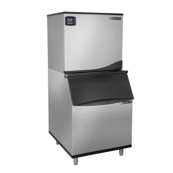 Máquina de hielo modular de la serie inteligente Maxx Ice MIM1000-B580, 1000 lb, cubos a la mitad con depósito de almacenamiento, acero inoxidable