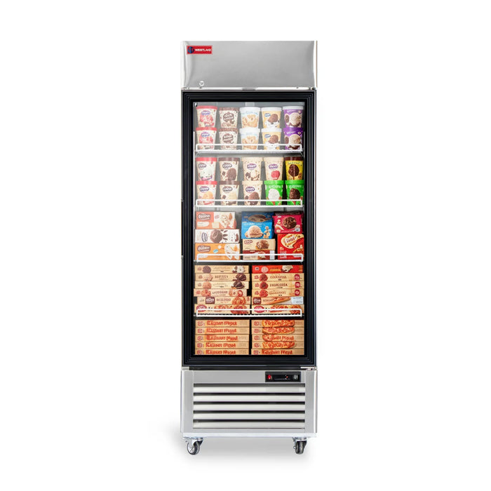 WESTLAKE Commercial Freezer Merchandiser 27" 1-Glass Door 23 Cu.ft Stainless Steel | WK-23FG