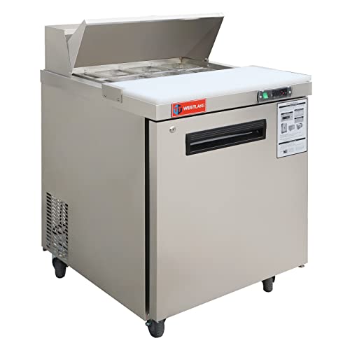 WESTLAKE Commercial Prep Table 27" 1-Door 8-Pan Stainless Steel | WKSR-27B