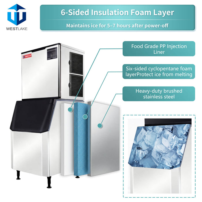 WESTLAKE Commercial Ice Maker Machine 1000 lb/Day with 440 lb Bin | SK-1029
