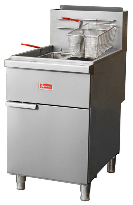 Omcan 48308 Double Tank Tube-Fired NG/LP  Floor Fryer 2 x 35-40 lb.  - 120,000 BTU - Top Restaurant Supplies - Commercial Gas Floor Fryer - Omcan