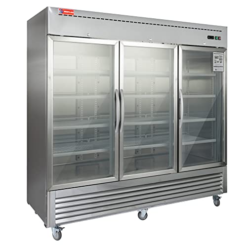 WESTLAKE Commercial Refrigerator Merchandiser 82" 3-Glass Door 72 Cu.ft Stainless Steel | WKR-82BG