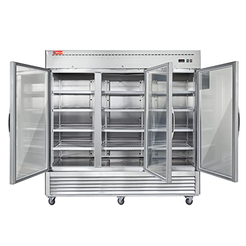WESTLAKE Commercial Refrigerator Merchandiser 82" 3-Glass Door 72 Cu.ft Stainless Steel | WKR-82BG