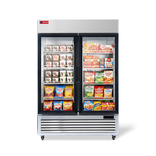 WESTLAKE Commercial Freezer Merchandiser 54" 2-Glass Door 49 Cu.ft. Stainless Steel | WK-49FG - Top Restaurant Supplies - Commercial Glass Door Freezer - Westlake Kitchen