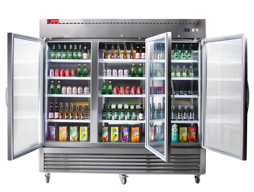 WESTLAKE Commercial Refrigerator Merchandiser 82" 3-Glass Door 72 Cu.ft Stainless Steel | WKR-82BG - Top Restaurant Supplies - Commercial Glass Door Refrigerator - Westlake Kitchen