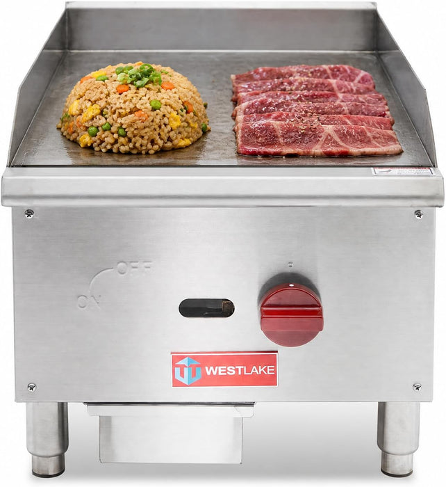 WESTLAKE Commercial Gas Griddle 16" 1-Burner 30,000 BTU Stainless Steel | EGG-16S