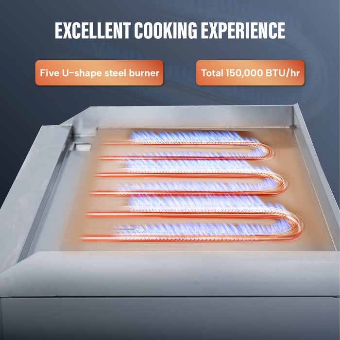 WESTLAKE Commercial Gas Griddle 60" 5-Burner 150,000 BTU Stainless Steel | EGG-60S