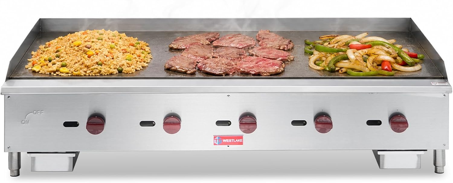 WESTLAKE Commercial Gas Griddle 60" 5-Burner 150,000 BTU Stainless Steel | EGG-60S