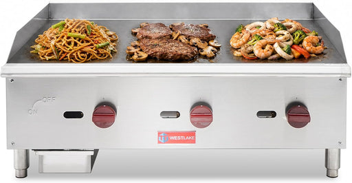 WESTLAKE Commercial Gas Griddle 36" 3-Burner 90,000 BTU Stainless Steel | EGG-36S - Top Restaurant Supplies - Commercial Gas Griddle - Westlake Kitchen
