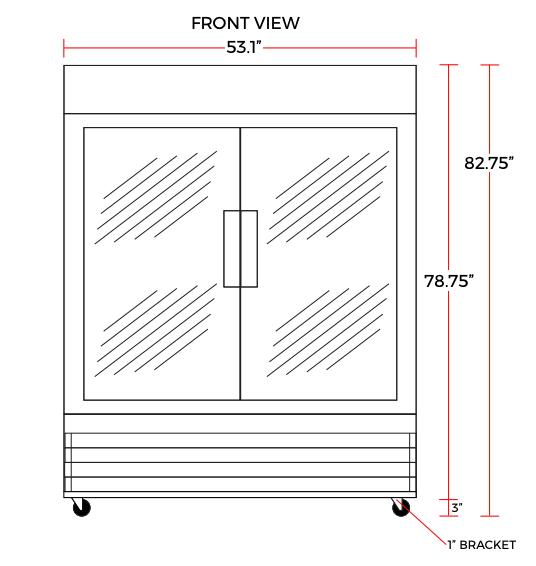 Coldline G53-W 53" Double Glass Swing Door Merchandising Refrigerator, Black - Top Restaurant Supplies