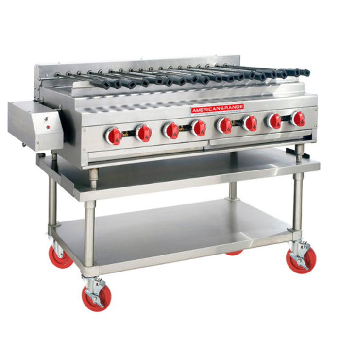 Asador de kebab a gas propano líquido de acero inoxidable ARKB-60-R-LP de American Range, 300 000 BTU