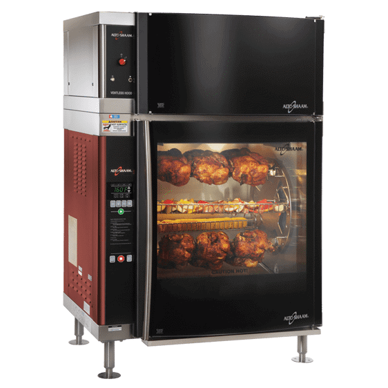 AR-7EVH Ventless Hood Electric Rotisserie Cooking Chicken