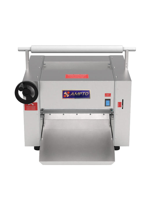 AMPTO CLM-390 Dough Roller & Sheeter table top. 16'' roll width. 16 lbs dough capacity.
