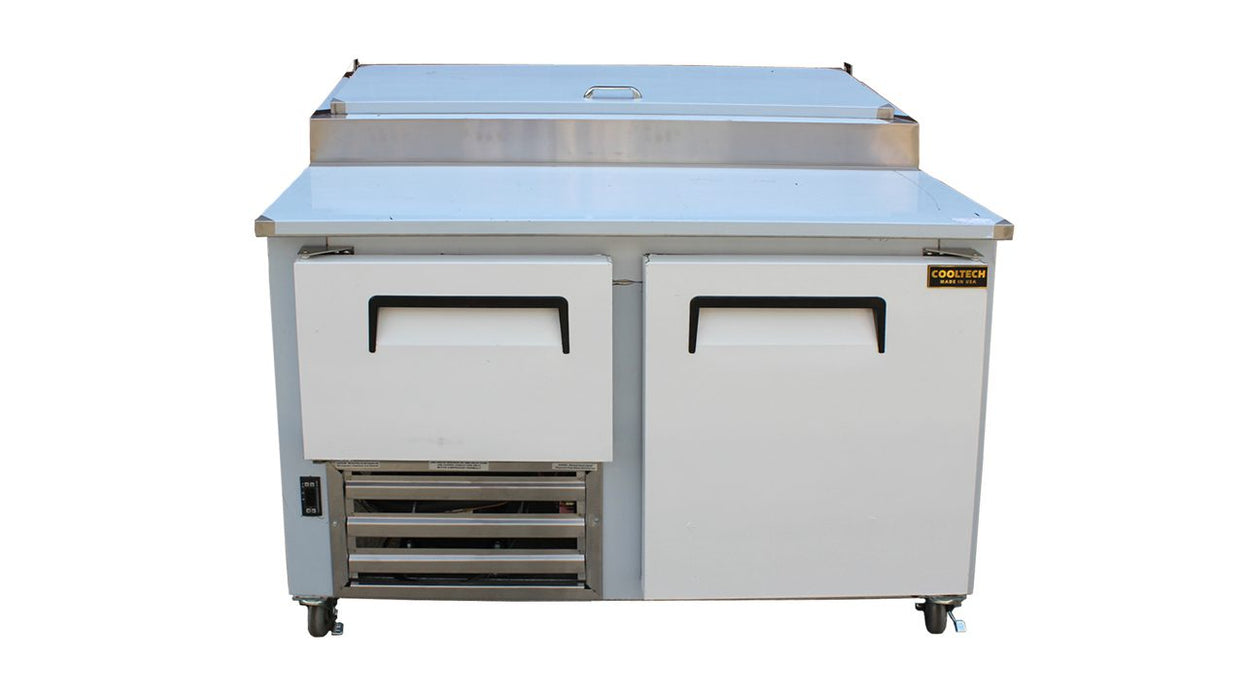 Cooltech CTR-48PT 1-1/2 Door Refrigerated Pizza Prep Table 48” - Top Restaurant Supplies - Refrigerated Pizza Prep Table - Cooltech
