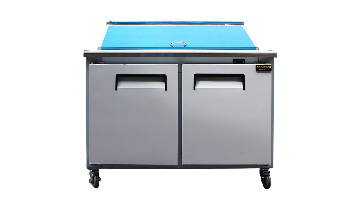 Cooltech CTR-48BMB Refrigerated 2-Door Sandwich Prep Table 48” - Top Restaurant Supplies - Sandwich Prep Table - Cooltech