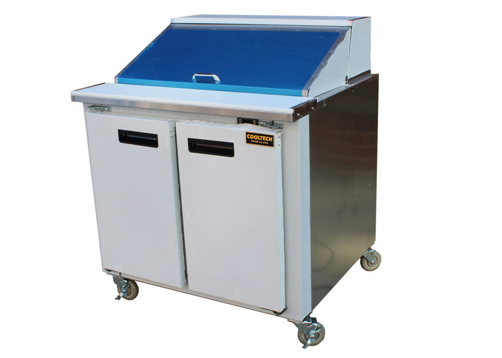 Cooltech CTR-36BMB Refrigerated 2-Door Sandwich Prep Table 36” - Top Restaurant Supplies - Sandwich Prep Table - Cooltech