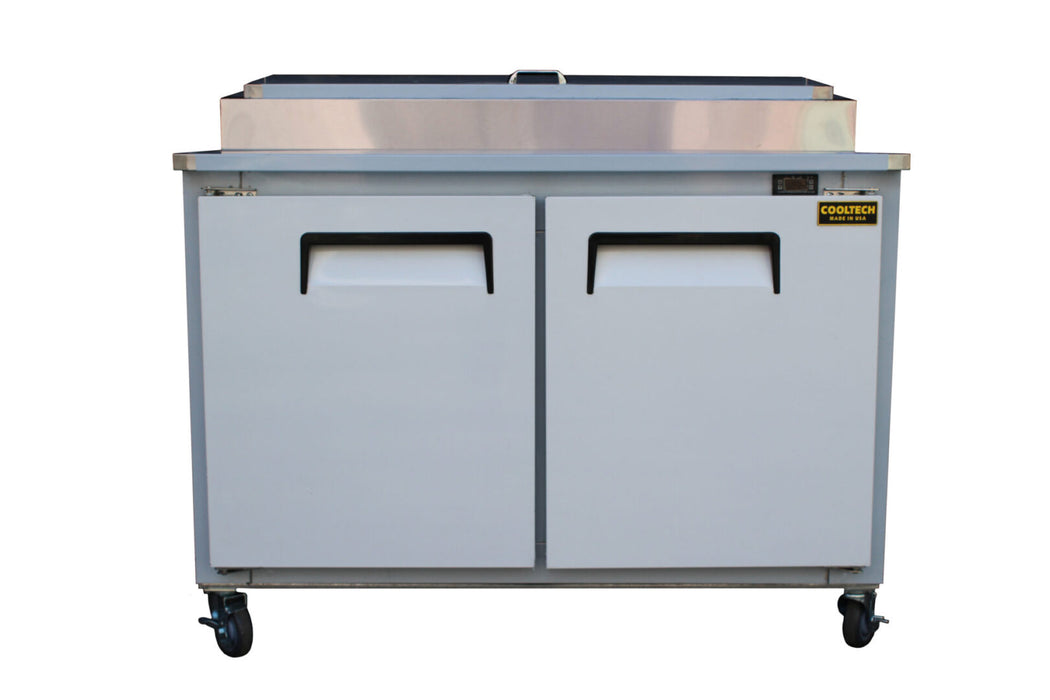 Cooltech CTR-48PTB 2 Door Refrigerated Pizza Prep Table 48” - Top Restaurant Supplies - Refrigerated Pizza Prep Table 48” - Cooltech