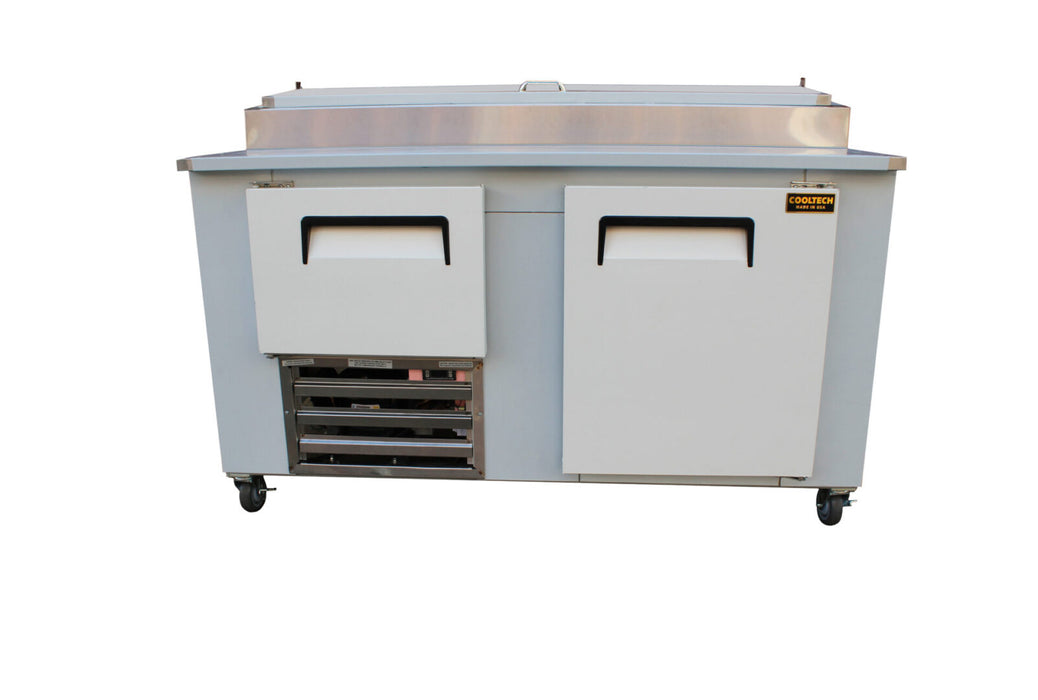 Cooltech CTR-60PT 1-1/2 Door Refrigerated Pizza Prep Table 60” - Top Restaurant Supplies - Refrigerated Pizza Prep Table - Cooltech
