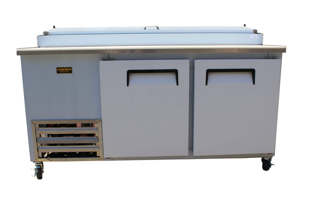 New Cooltech CTR-67PT 2 Door Refrigerated Pizza Prep Table 67” - Top Restaurant Supplies - Pizza Prep Table - Cooltech