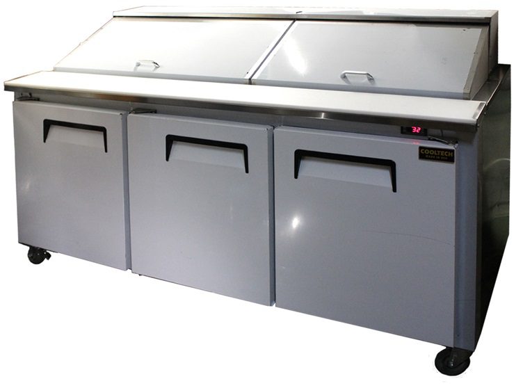 Cooltech CTR-96BMB Refrigerated 4-Door Sandwich Prep Table 96” - Top Restaurant Supplies - Sandwich Prep Table - Cooltech