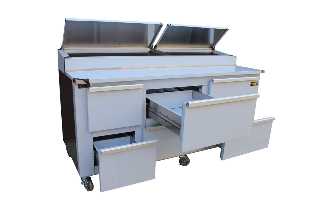 Cooltech CTR-72PTBD 72” Pizza Prep Table With Six Drawers - Top Restaurant Supplies - Pizza Prep Table - Cooltech
