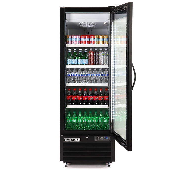 Maxx Cold MXGDM-30RBHC 27" Glass Door Merchandiser Refrigerator, Large Storage Capacity, Single Door - Top Restaurant Supplies