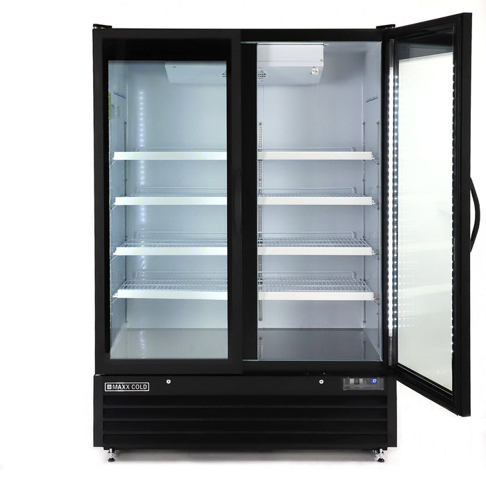Maxx Cold MXGDM-50FBHC 54” Glass Door Merchandiser Freezer, Large Storage Capacity, Double Door - Top Restaurant Supplies