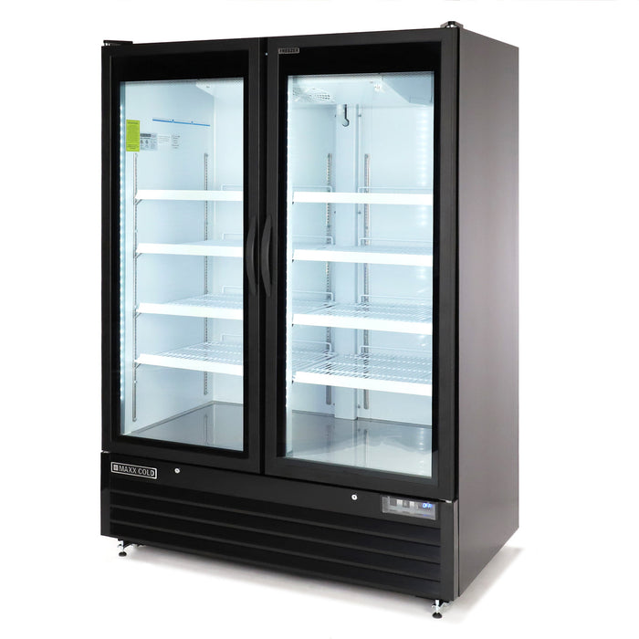 Maxx Cold MXGDM-50FBHC 54” Glass Door Merchandiser Freezer, Large Storage Capacity, Double Door - Top Restaurant Supplies