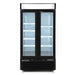 Maxx Cold MXM2-36RBHC Narrow Width Glass Door Merchandiser Refrigerator, Double Door, Black - Top Restaurant Supplies
