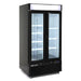 Maxx Cold MXM2-36RBHC Narrow Width Glass Door Merchandiser Refrigerator, Double Door, Black - Top Restaurant Supplies