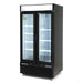 Maxx Cold MXM2-36RBHC Narrow Width Glass Door Merchandiser Refrigerator, Double Door, Black - Top Restaurant Supplies