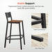 VASAGLE Set of 2 Industrial Bar Stools with Backrest - Top Restaurant Supplies