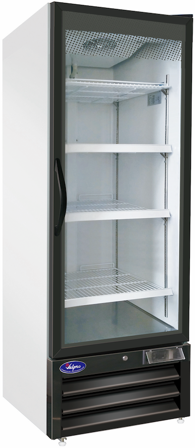 Valpro VP1R-23M Single Swing Full Glass Door Merchandiser Refrigerator – 23 Cu. Ft. - Top Restaurant Supplies