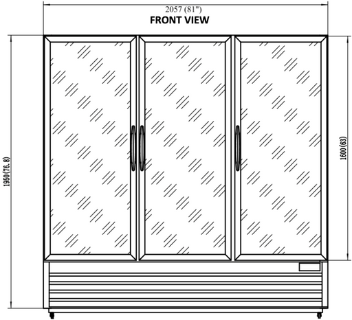 Valpro VP3R-72M Three Swing Full Glass Door Merchandiser Refrigerator – 72 Cu. Ft. - Top Restaurant Supplies