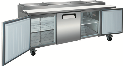 Valpro VPP94-HC 94″ Three Door Pizza Prep Table Refrigerator -Salad Counter 29″ - Top Restaurant Supplies