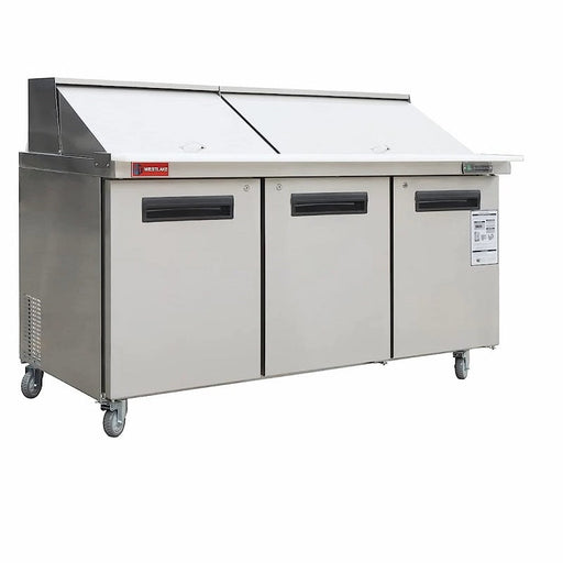 WESTLAKE Commercial Mega Top Prep Table 72" 3-Door 20 Cu.ft Stainless Steel | WKSR-72BM - Top Restaurant Supplies - Sandwich and Salad Prep Table - Westlake Kitchen