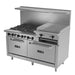 Asber AEMR-2-RG24-B6-60-H-NG 60" 6 Burner Natural Gas Restaurant Range with Double Oven and 24" Raised Griddle - 288,000 BTU - Top Restaurant Supplies