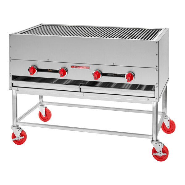 American Range AHS-6027 27" x 60" Liquid Propane 5-Burner Horizontal Chicken Broiler - 200,000 BTU - Top Restaurant Supplies - Char-rock Charbroiler - LP - American Range