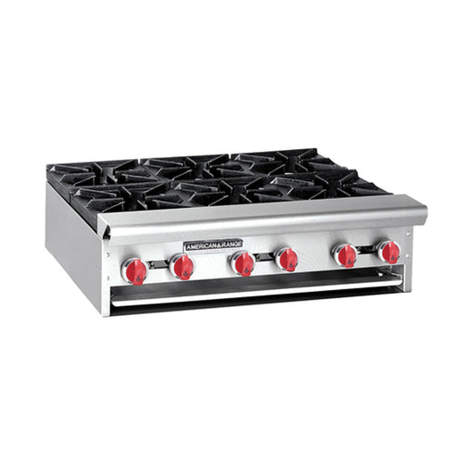 American Range ARHP-36-6-LP 36" W Stainless Steel Countertop Liquid Propane 3 Burners Hotplate - 192,000 BTU - Top Restaurant Supplies - Hot Plate - Liquid Propane - American Range