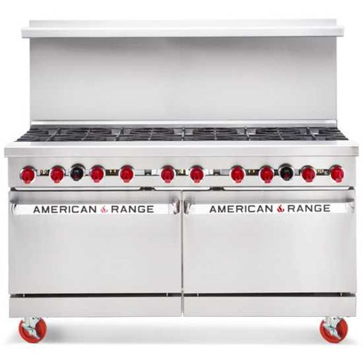 American Range ARGF-10-LP 60" 10 Burner Commercial Liquid Propane Gas Range with Green Flame Pilotless Ignition - 362,000 BTU - Top Restaurant Supplies - Manual Griddle - Liquid Propane - American Range