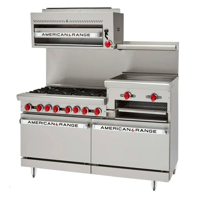 American Range AR-6B-24RG 60" 6 Burner Gas Range w/ Griddle & Broiler, Natural Gas - Top Restaurant Supplies - Natural Gas Griddle - American Range