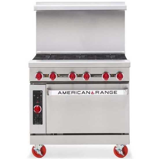 American Range ARGF-6-NG 36" Commercial Natural Gas Range with Green Flame Pilotless Ignition - Top Restaurant Supplies - Natural Gas Range - American Range