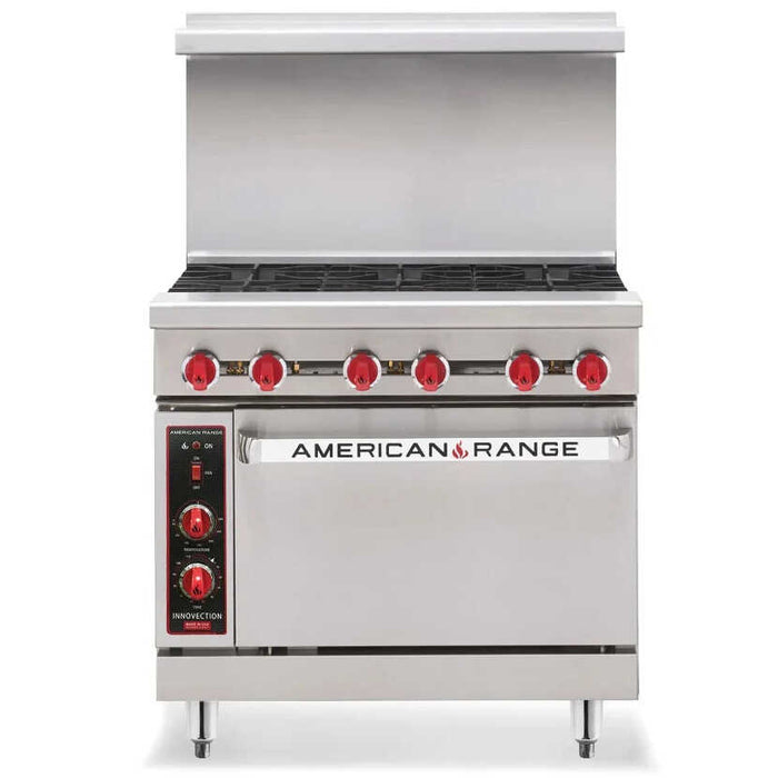 American Range AR-6-NV- 36" Liquid Propane Gas Commercial 6 Burner Range with Innovection Oven - 226,000 BTU- Top Restaurant Supplies