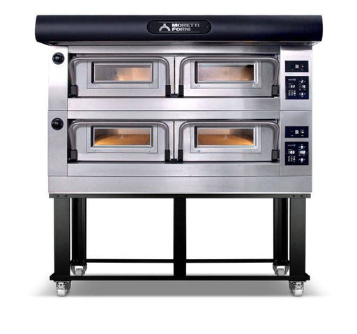 AMPTO P120E C2 Electric Pizza Oven P120  49'' x 52'' x 7'' (Chamber)  208/240/60/3 - 2 Decks with tray guide base - Top Restaurant Supplies