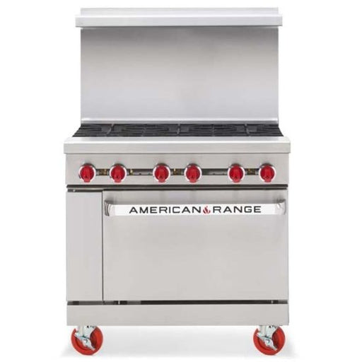 American Range AR-6-NG 36" Natural Gas Commercial 6 Burner Range with Standard Oven - 227,000 BTU - Top Restaurant Supplies